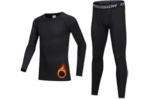 Gavena Boys Thermal Compression Sets Kids Lined Base Layer Suits Winter Warm Underwear Kits Youth Fleece Athletic Tights & Top Sets