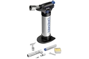 Dremel VersaFlame 2200 - Lampe à Souder Multifonction Sans-fil au Butane avec 4 Accessoires pour Soudage, Brasage, Thermo-retraction, Brûler Gris