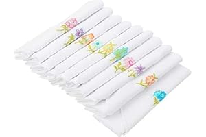 Caruso Italy Women's 100% Pure Cotton Handkerchief | Soft, Absorbent, Skin-Friendly Hankies | No Starch, Azo-Free Dyes - Ideal for Daily Use and Elegant Gifting | Pack of 10