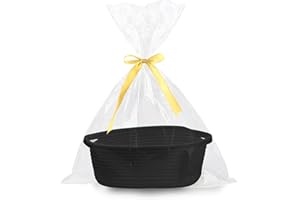 LELEWANGLUO Geschenkkorb Leer, Geflochten Korb für Geschenke mit Geschenktüten und Bändern, Präsentkorb Leer für Babyparty, Geburtstag, Hochzeit, Ostern, Erntedank, Weihnachten (Schwarz)