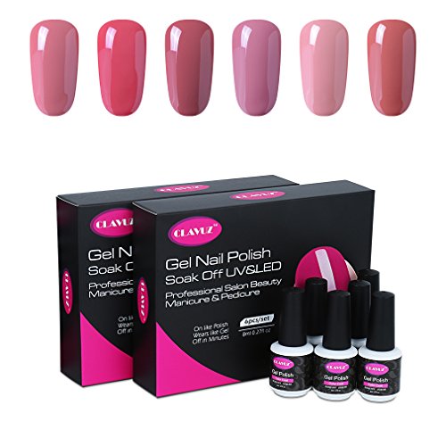 UV nagellack von Clavuz gel shellac set nagellack nail polish set soak off gel Nude (6xStück 8ML)