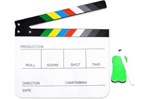HWAMART Acrylic Plastic Clapper Board for Film, 30x24CM Director's Film Clapboard Movie Cut Action Scene Slate for Movie, Video, TV Show, Studio Live, White