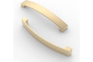 FURNIWARE 5 Pack Cabinet Handles, Hardware Drawer Pulls, Aluminum Kitchen Cabinet Door Handles Pull, Brass-128mm(5 Inch) Hole Center