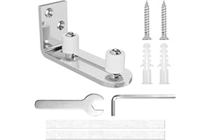 ADERTOS Guia Suelo Puerta Corredera Madera Ruedas Puerta Corredera Granero Guía de Suelo Ajustable Guía de Piso Silencioso Antiarañazos para Puertas Correderas Graneros Máx. 69mm Grosor, Plata