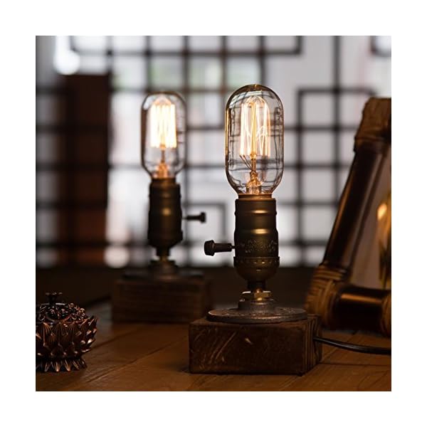YUENSLIGHTING E27 Vintage Wood Blocks Table Lamp Desk Light for Cafe Bar Studio Night Light for Bedside Dimmable Without Bulb Art - Image 9