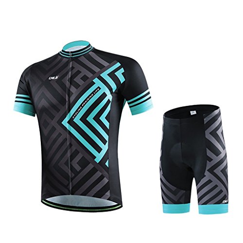 SKYSPER Maillot de Cyclisme Manches Courtes + Cuissard VTT Respirant Vêtements de Cyclisme pour Homme/Femme(Modèles Féminins Roses)
