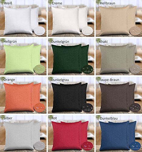 Leinen Optik Kissenhüllen 2 Stück, Kissen Classic 40×40, 50×50, 40×60 Farbe und Größe wählbar (50 x 50 cm Creme) - 3