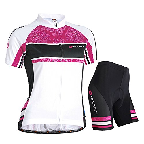 West Biking Damen Sommer-Fahrradbekleidung, Atmungsaktiv, schnelltrocknend, kurzärmelige Jacke / Trikot mit durchgehendem Reißverschluss und Gepolsterter Radlerhose