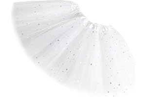 Ugitopi - Gonna tutù da Bambina, con Paillettes Luccicanti, in Tulle, a Strati
