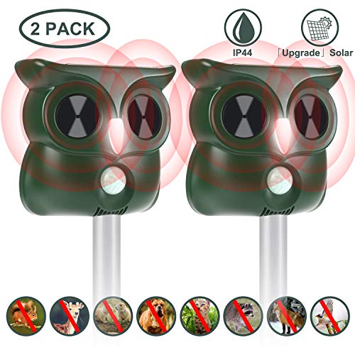Repellente Gatti Ultrasuoni Solare Impermeabile a Fequenza Regolabile per Allontanare Gatti, Cani, Ratti, Uccelli, Scoiattoli e Volpi Adatto agli Giardino, Prato, Cortile, Fattoria (2 PCS)