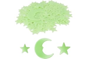 206 st Självhäftande Lysande Stjärnor och Måne, 3D Glow in the Dark Väggdekaler för Barnrum och Tak