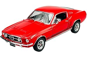 DROMADER Welly Ford Mustang GT 1967 Coupe Rojo 1/24 Metal Modelo Coche Die Cast Nuevo en Caja