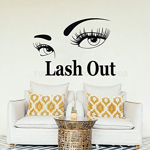 Preisvergleich Produktbild Aufkleber Wandkunst Aufkleber Lash Out Eye Wimpern Aufkleber Lashes Extensions Augenbrauen Brauen Schönheitssalon Make-Up Vinyl 80X57CM