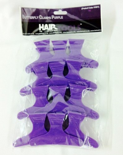 HAIR TOOLS Butterfly Hair Salon Section Clamps/Clips X12 PURPLE