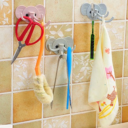 Cisixin Haken Selbstklebend Wandhaken ohne Bohren Tierhaken Kinder Schlüsselhaken für Badezimmer,Kinderzimmer,Küche,Max 3kg, 3 Stücke - 4