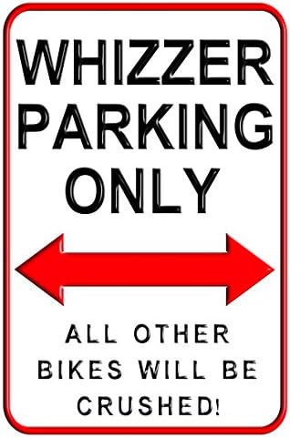 Whizzer Parking Only - 20 x 30 cms Medium Metal Motorcycle Parking Wall Sign