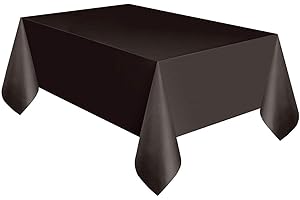 UNIQUE Solid Black Rectangular Plastic Table Cover (137cm x 274cm) 1 Count - Elegant & Durable Tablecloth for Parties, Events, and Home Use
