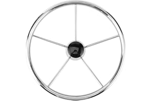 XINMYD Boat Steering Wheel, Stainless Steel 15-1/2in 5 Spoke 10 Degree Steering Wheel Marine Boat Accessories