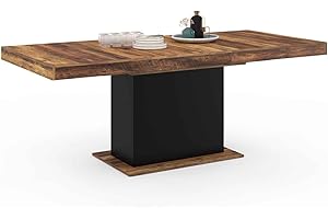 IDMarket - EDEN mesa de comedor extensible HAWKINS tapa de madera oscura 6-10 personas 160-200cm