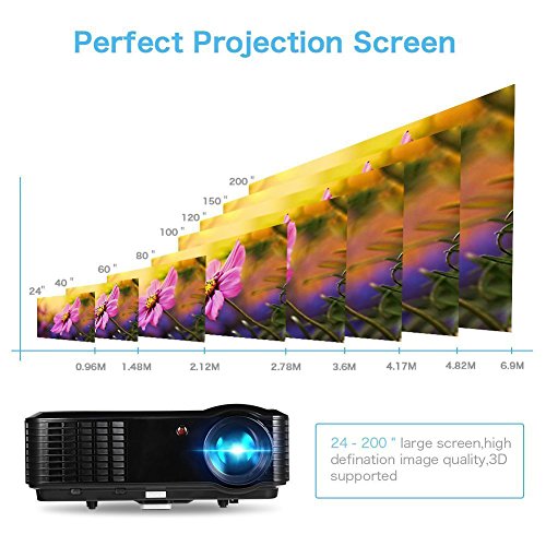 HD Heimkino LED Beamer 1280*800 Pixel 2500 Lumen 720P / 1080P Video LCD Projektor Tragbar 25-200″ Bildschirm für iPhone / Laptop / Smartphone / PS4 / ATV mit HDMI / VGA Kabel Eingebaut Lautsprecher - 3