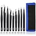 Price comparison product image Precision Tweezers ManYee 9 Pcs Anti-Static Stainless Steel Tweezers Kit Non-Magnetic ESD Tweezers Set with Bag for Electronics,Jewelry-Making,Modelling,Blackhead Remover,Eyelash Extension,DIY