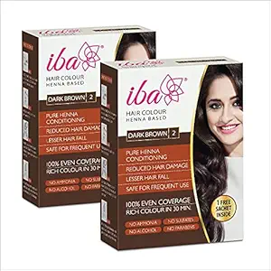 Iba Hair Color, Dark Brown (Pack of 2) 70 g each l No Ammonia l Sulfate Free l Long Lasting Color