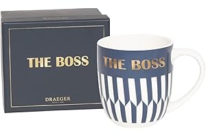 DRAEGER PARIS | Mug bleu en céramique "The Boss" | Mug humour pour lui, pour hommes, Cadeau Collègue, Ami, Copain, Frère | Mug café avec Coffret Cadeau