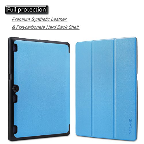 Infiland Lenovo Tab 2 A10-70 / Tab 2 A10-70L / Tab 2 A10-70F / Tab 2 A10-30F / Tab 2 A10-30L / Tab 3 10 Business/ Tab3 10 Plus Hülle Case, Ultra Dünn Tri-Fold Smart-Muschel PU Leder Schutzhülle für Lenovo Tab 2 A10-70 / Tab 2 A10-30 / Tab 3 10 Business/ Tab3 10 Plus 10,1 Zoll Tablet (mit Auto Schlaf / Wach Funktion)(Hellblau) - 2