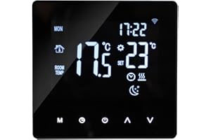 Irishom Irish Thermostat Intelligent Contrôleur de Température pour Chauffage à L'eau Écran LCD Écran tactile Semaine Thermostats de chauffage par le sol Radiant programmables pour la maison Bureau
