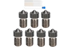 3Dman 7pcs V6 Hardened Steel Nozzles 0.2mm 0.3mm 0.4mm 0.5mm 0.6mm 0.8mm 1.0mm + 7pcs Cleaning Needles for E3D Hotend 3D Printers