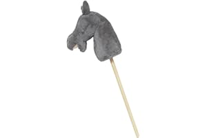 Panduro DIY Hobby Horse | Horses for children | Hobby horse set without sound | Plush stick horse with wooden stick without wheels | Gray | 83 cm