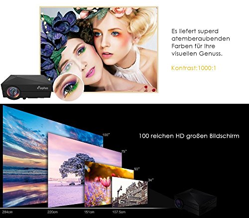 ELEPHAS Mini LED Heimkino Beamer Tragbarer LCD Video Projektor mit HDMI Kabel unterstützt HDMI VGA AV USB für PC Laptop TV Box und Xbox (Schwarz) - 6