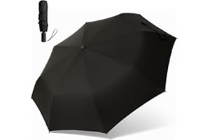 FANACAN 3-Second Quick Fold Shape Memory Umbrella for Rain - One-Touch Auto Open & Close, Durable & Compact, Windproof & Waterproof - Portable UV Travel Folding Umbrellas for Men and Women – Black