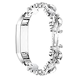 Armband, yustar New Ersatz Luxus Shining Kristall Zink Legierung Stahl Armbanduhr Band Wrist Strap Armband für Fitbit Alta/Alta HR Fitness Tracker M Silberfarben und Weiß