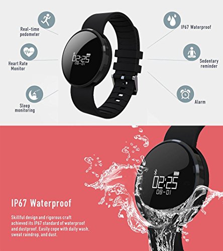 Fitness Tracker mit integrierter Herzfrequenzmessung am Handgelenk von Outry, wasserdichter Schrittzähler mit Anzeige von Schritten, Tagesziel, Kalorienverbrauch, Distanz, Schlafanalyse, Datum und Uhrzeit, Aktivitätstracker für Android und IOS(Generation 2) - 4