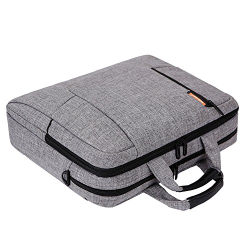 BRINCH 15,6 Zoll neue weiche Nylon stoßfest Laptop Computer Umhängetasche Messenger Bag Aktentasche mit Taschen & Griffe und abnehmbaren gepolstertem Schulterriemen für 15 – 15,6 Zoll Laptop / MacBook / Notebook / Chromebook / Tablet Computer, Hellgrau - 9