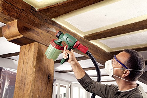 Bosch DIY Farbsprühsystem PFS 5000 E, 2 x Farbbehälter 1000 ml, Düse für Wandfarbe (weiß)/ Lasuren (grau)/ Lacke (schwarz), Farbfilter, Reinigungsbürste, Karton (1200 W, 500 ml/min, 3 m²/min) - 8