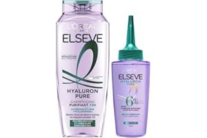 L'OREAL PARIS L'Oréal Paris - Routine de Soins Capillaires pour Cheveux Gras - Purifie les Racines - Hydrate les Longueurs - Acides Salicylique & Hyaluronique - Shampooing & Sérum Purifiant - Elseve Hyaluron Pure