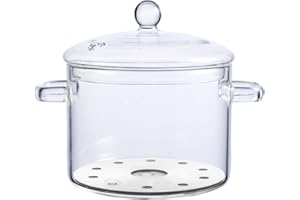 TAMUME 1.5L Pentole Vetro con Coperchio per Induzione con C-Stile Maniglie, Pentola Brasata con Coperchio Coperto per Verdura e Zuppa