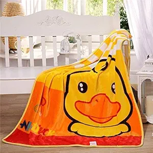 Baby Station Kids Cartoon Flannel Blanket Throw (140 cm X 100cm) (Duck-Yellow)