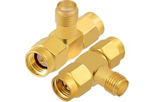 Vecys 2PCS SMA Adapter Splitter 3-Way T Shape SMA Female to Dual Male Splitter Antenna Adapter Converter 50 Ohm