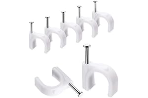 ABNII Fermacavi Muro, 300 Pezzi 10mm Fermacavo con Chiodo, Bianco Rotondi Graffette Clip per Cavi, Fascetta per cavi Fixpoint