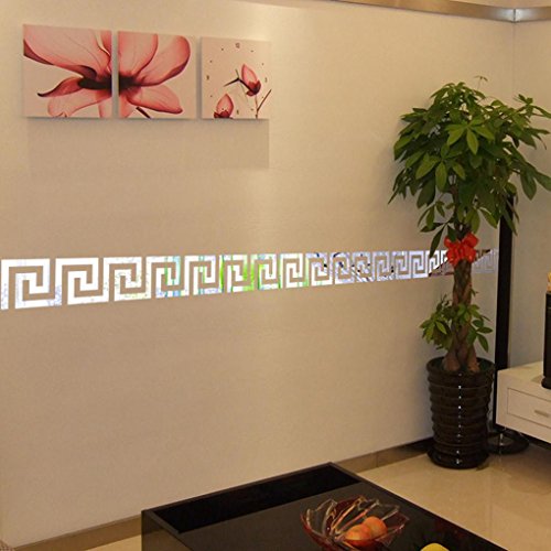 Kingko® 10pcs DIY moderne Acrylplastik Spiegel-Aufkleber-Ar-Halle Schlafzimmer-Dekor (Silber) - 4