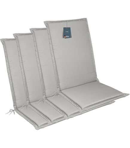 Beautissu Loft HL Kussen Set van 2 Kussens met Hoge Rugleuning - 120 x 50 cm - Grafiet Grijs - Zitkussen UV- Lichtecht Tuinstoelkussen met Schuimkernvulling