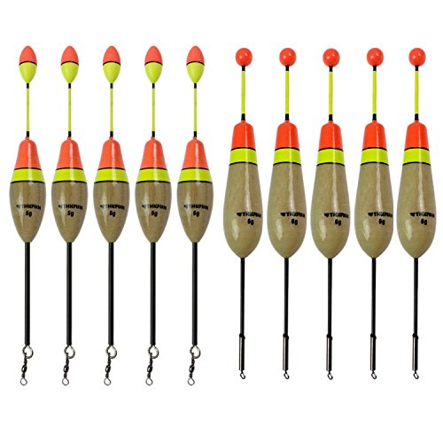 Qualyqualy Ensemble de flotteurs Pêche Bois, Paulownia Balsa Pêche 4,8 à 6 g Différents styles Vertical Pêche à l'achigan