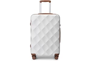 British Traveller Valigia Rigida Grande 74,5CM Trolley Grande con Rotelle,Bianco