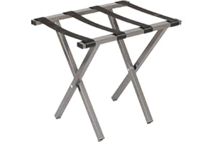 Mabel Home Metal Foldable Luggage Rack, Suitcase Stand with Nylon Straps, 5 Models & 3 Colour, For Hotel, Bedroom, Guest Room, Closet (400 Grey)