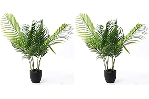 Valyria Home - Planta Artificial Palmera Areca - Tamaño 70 cm - Pack de 2 Plantas de Plástico Interior y Exterior - Árbol Artificial Realista y Tropical - Ideal para Decoración