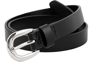 LUFFLOK Ceintures en Cuir PU, Ceinture Noire pour Femmes et Hommes, Ceinture en Cuir Ajustable pour Femmes avec Boucle à Pin Solide, Ceinture Fine en Cuir pour Jeans et Pantalons