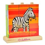 Eichhorn 100003623 - Holz-Bilderwrfel-Puzzle - 9 Wrfel - 4 Motive zum Stecken - 14x14cm - 